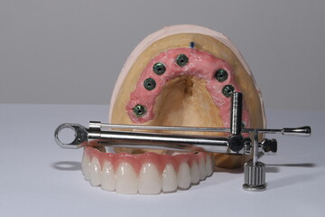 Full-arch dental prosthesis torque wrench and dental implant wrench designed for the edentulous jaw...