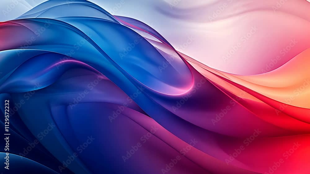 Poster abstract waves of blue, purple, and red light, flowing and dynamic patterns. vibrant color concept