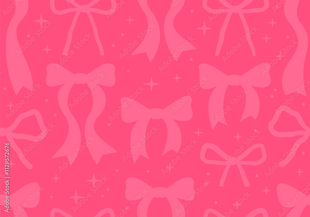 Aufkleber seamless pattern with abstract pink ribbons. vector flat background with bows in retro style. coquet
