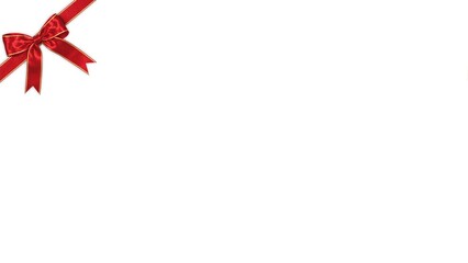 Festive red ribbon and bow on white backdrop   ideal for holiday messages