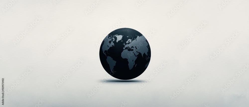 Poster black and white illustration of a globe. the globe is in the center of the image and is the only obj