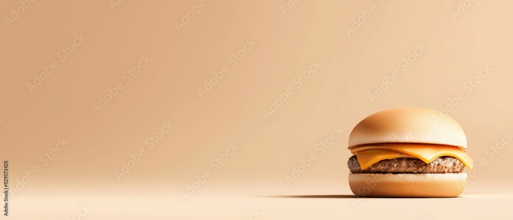 Aufkleber 3d rendering of a cheeseburger on a plain beige background. the burger is in the center of the image