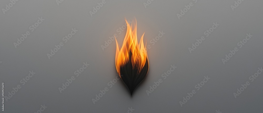Poster digital illustration of a flame. the flame is in the shape of a flower, with a pointed tip and a cur