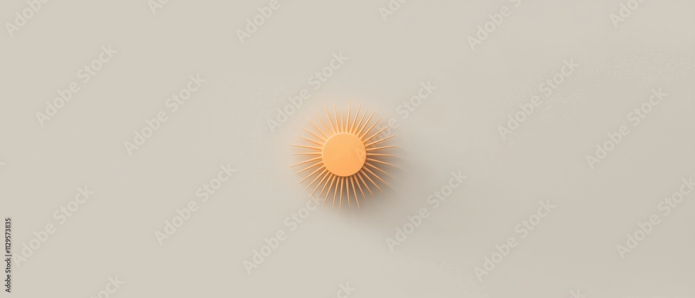 Poster minimalistic illustration of a sunburst. the sun is in the center of the image and is a bright orang