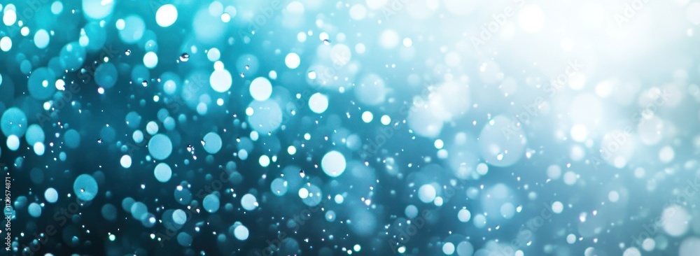 Poster abstract blue bokeh background with bright lights and sparkles.