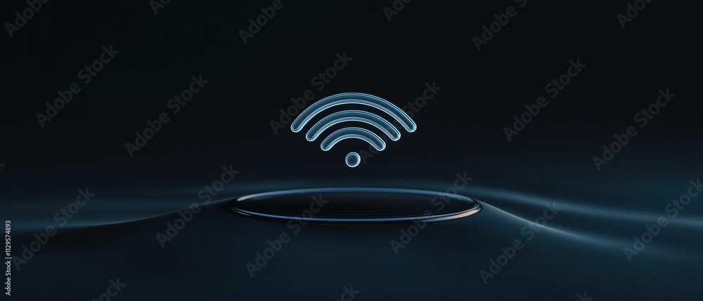 Poster dark blue background with a circular object in the center. the object appears to be a water droplet 