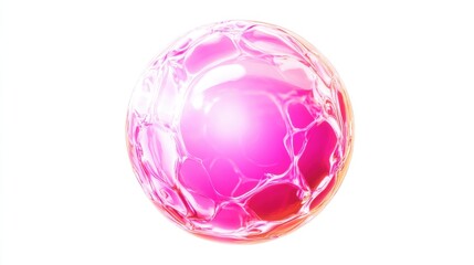Fototapeta premium Elegant illustration of glowing pink bubbles floating delicately on a white background. Perfect for beauty, skincare, or minimalist designs with a soft, luxurious aesthetic.