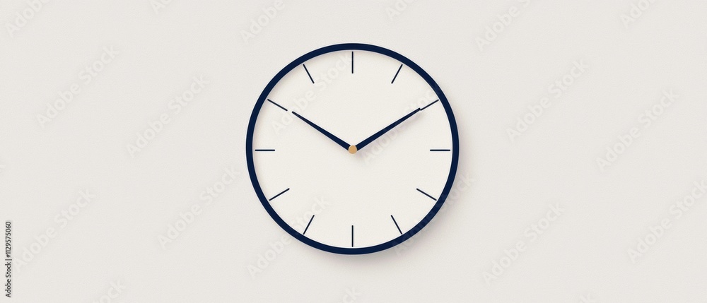 Poster round clock with a white background. the clock face is round and has a blue border around the edges.