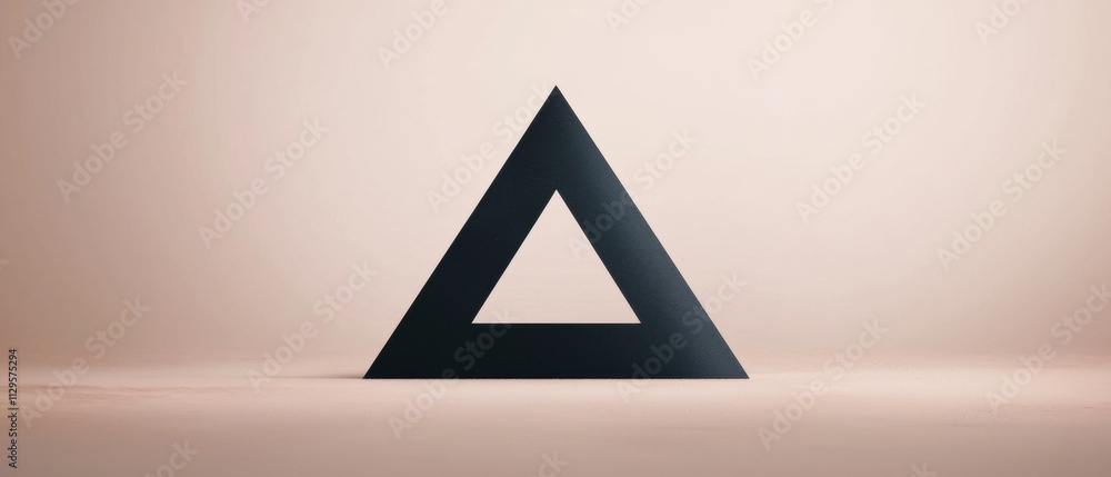 Aufkleber minimalistic illustration of a black triangle on a light pink background. the triangle is in the cen
