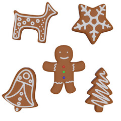 3D rendered Christmas cookies isolated on transparent background