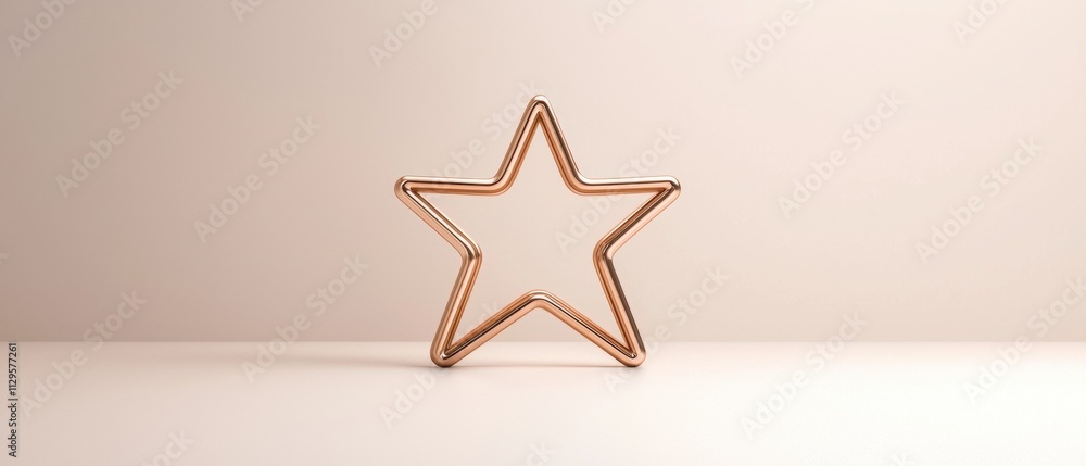 Poster 3d rendering of a star-shaped object made of copper wire. the star is in the center of the image and