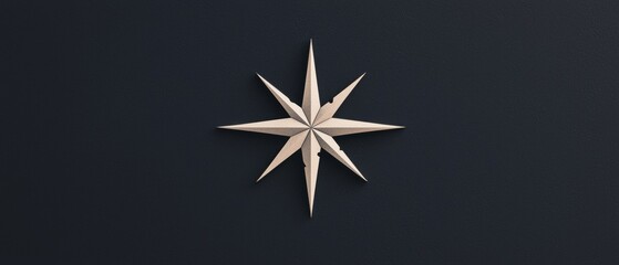 Black background with a white star in the center. the star is made up of six points, each with a pointed tip.