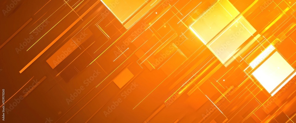 Poster Abstract orange background with glowing lines and shapes.