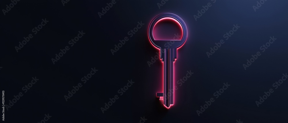 Poster digital illustration of a key. the key is in the shape of an oval with a keyhole in the center. it i