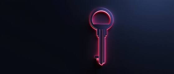 Digital illustration of a key. the key is in the shape of an oval with a keyhole in the center. it is made up of a series of lines that form the outline of the key, creating a neon-like effect.