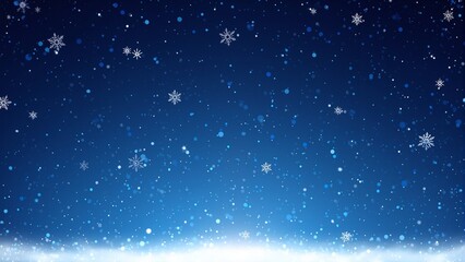 Tranquil snowflakes falling against deep blue sky perfect for holiday designs