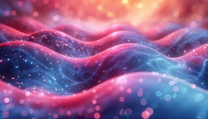 A colorful, abstract image of a wave with blue and pink colors