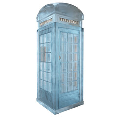 Obraz premium 3D rendered fantasy frozen English telephone booth, isolated on transparent background