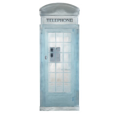 3D rendered fantasy frozen English telephone booth, isolated on transparent background