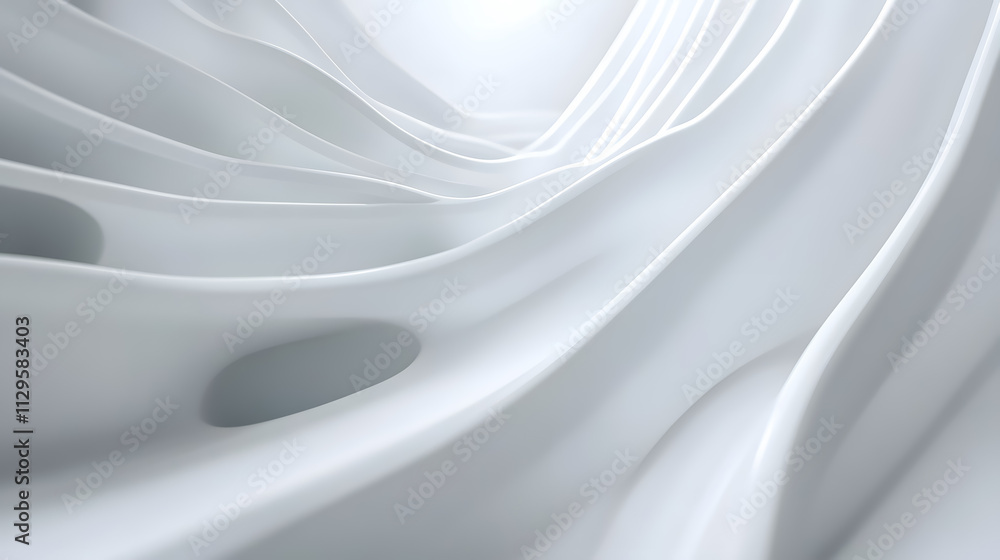 Poster a white abstract background featuring wave patterns, ideal for architectural concepts.