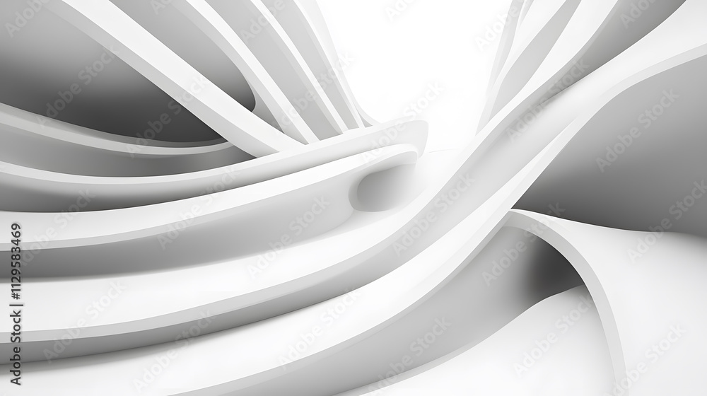 Poster a white abstract background featuring wave patterns, ideal for architectural concepts.