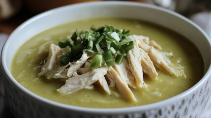 Roasted Spring Pea Soup with Chicken