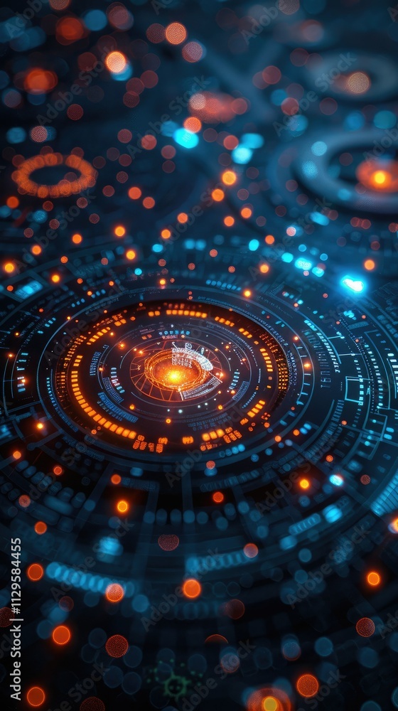 Aufkleber abstract glowing circular technology interface.