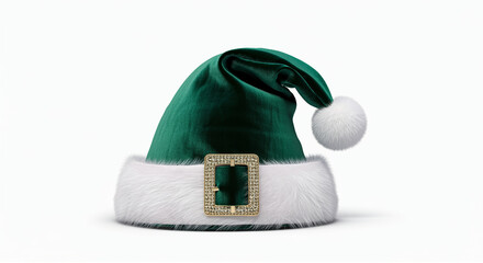 Christmas hat with fur trim and sparkling buckle for holiday celebrations