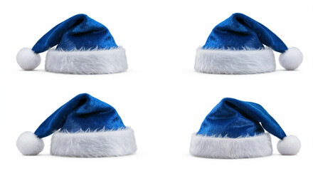 Santa hat Christmas accessory blue fur trim festive holiday decorations collection