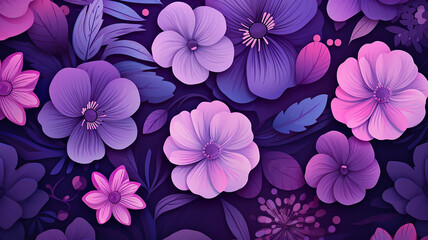 Flat flowers, background, facebook banner, purple color, flowers