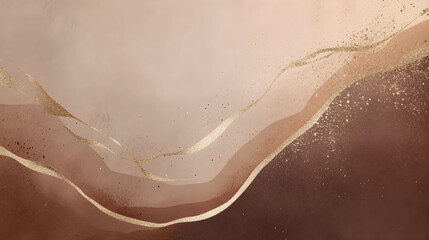 Obraz premium Rich mocha mousse color of the year abstract background with brown, gold lines and beige hues.