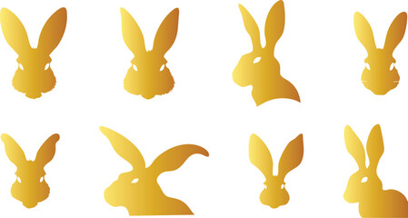 Luxury Golden Rabbit Clipart Design
