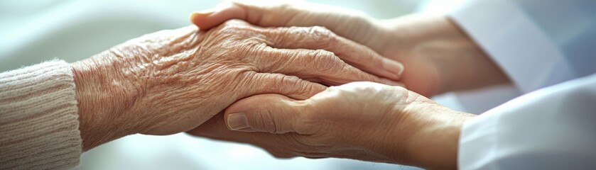 Medical Professional Holding Elderly Patient's Hand Compassion