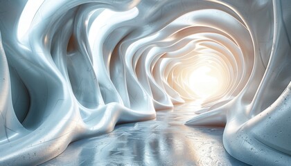 A long, narrow tunnel with a light shining through it