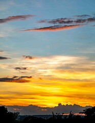 Fototapeta premium Sunrise with intense natural orange lights and idyllic dramatic scenery