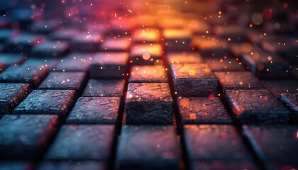 A close up of a brick wall with a lot of sparkles