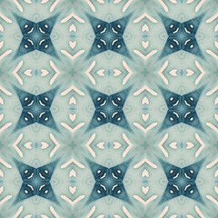 Fototapeta premium Patrón sin costuras Original. Colores. Formas. Estampa. Textura. Fondo. Caleidoscopio. Simétrico. Infinito