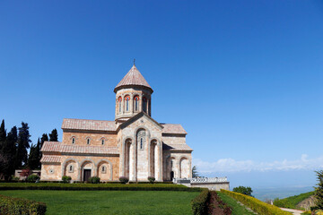 Temple of Saint Nina in the Bodbe Monastery. Georgian Orthodox monastic complex. Pilgrimage sites in Georgia. Travel destination. High quality photo