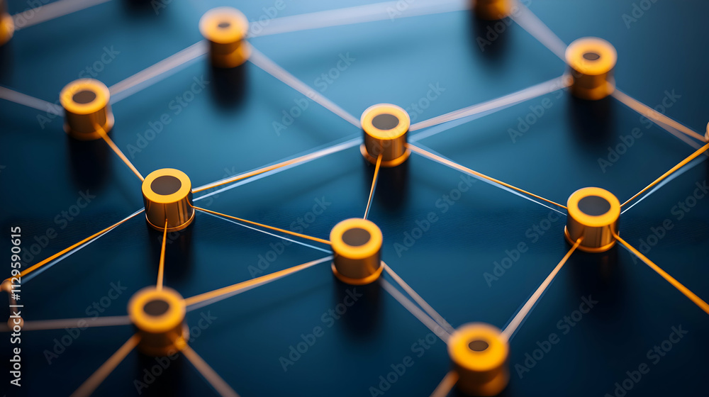 Poster abstract network connection nodes and lines.