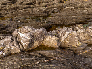 Natural Rocky Coastal Formation Along Vancouver Island, BC, Canada