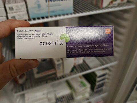 Prague,Czech Republic-October 9 2024: Boostrix by GSK is a vaccine used for booster immunization against tetanus, diphtheria, and pertussis, ensuring extended immunity in adolescents and adults.

