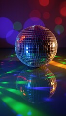 Obraz premium Colorful disco ball illuminating an event party scene at night