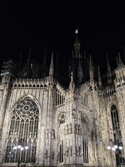 Fototapeta premium Milan Cathedral at night. Duomo di Milano. Milan, Italy. 
