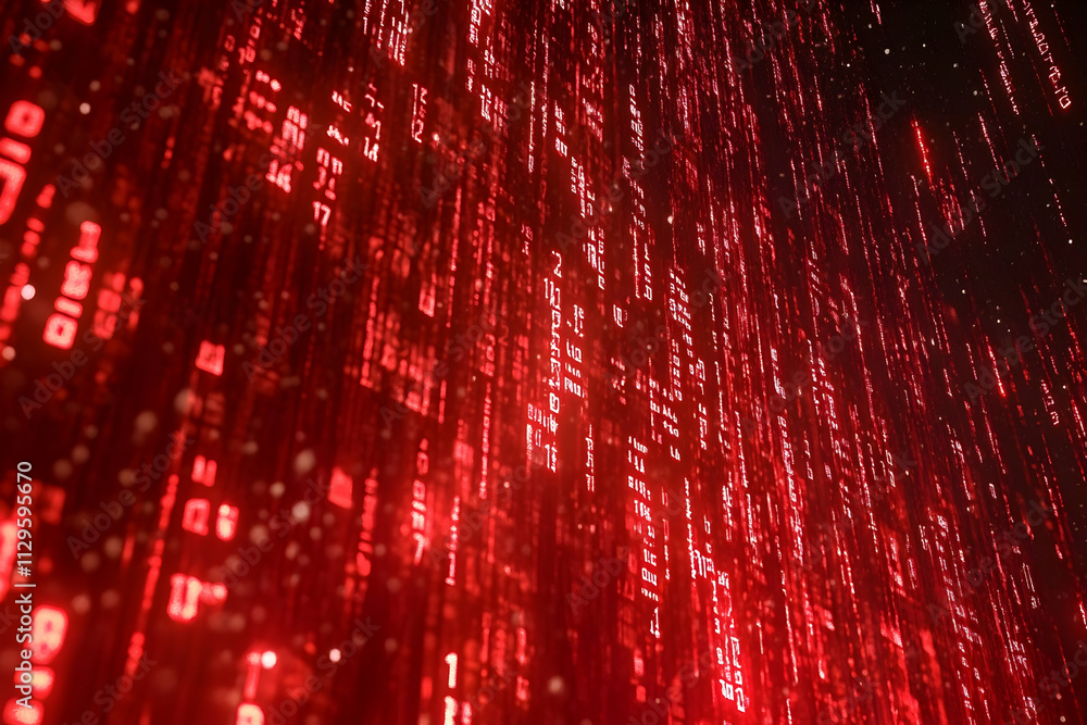 Aufkleber abstract red digital data stream background.