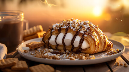 S'mores Croissant: A Sumptuous Pastry Delight for Sweet Moments Under a Beautiful Sunset with Friends and Family