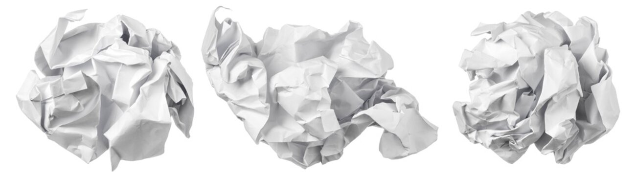 White crumpled paper ball isolated on white background