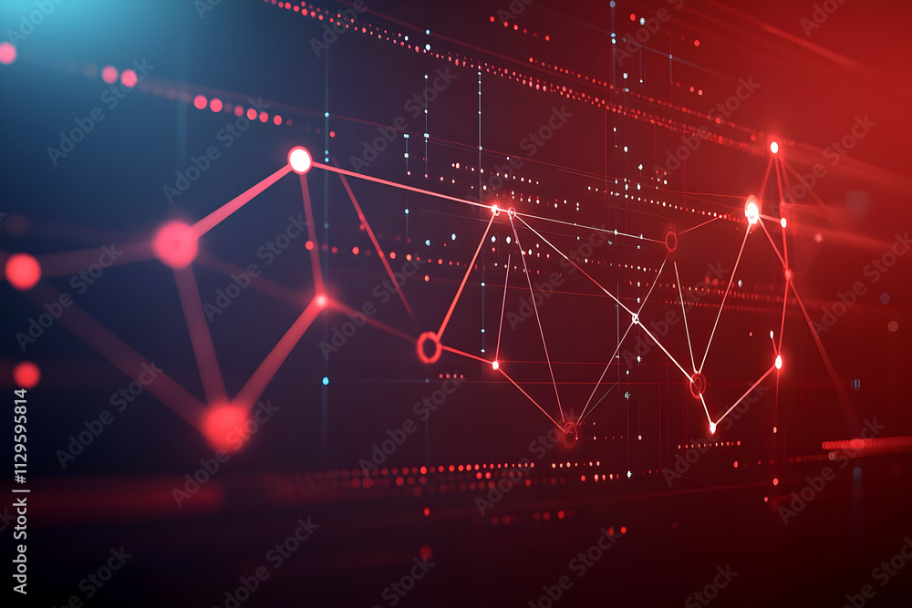 Poster abstract red digital network connection.