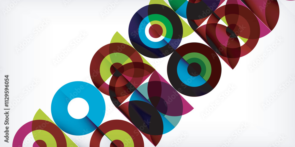 Aufkleber Minimal geometric abstract background. Circle square and triangle design. Trendy techno business template for wallpaper, banner, background or landing
