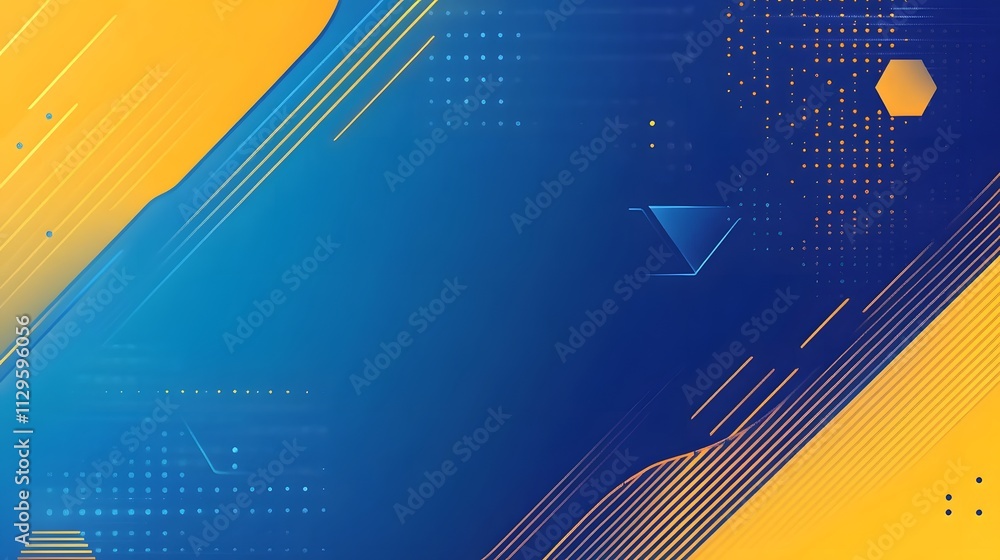 Poster abstract blue yellow diagonal lines pattern design