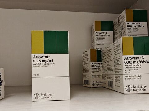 Prague,Czech republic-December 20 2024: BERODUAL N inhaler box with Fenoterol and ipratropium-bromid active substance made by pharmaceutical company BOEHRINGER INGELHEIM	
